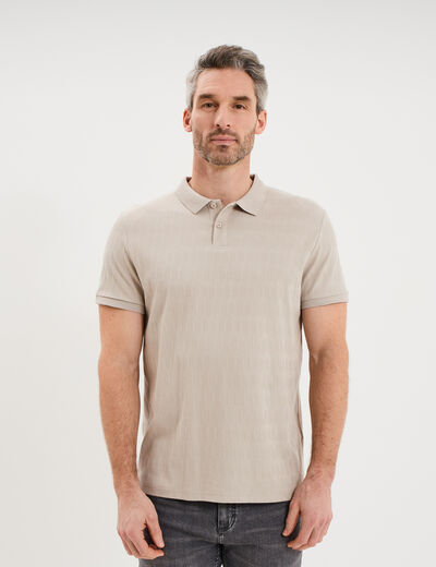 Polo textur&eacute; manches courtes gris clair homme