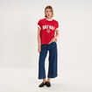 T-shirt col rond manches courtes print rouge femme