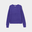 Pull côtelé col rond manches longues violet femme