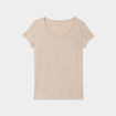 T-shirt coton col rond manches courtes beige femme