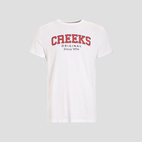 T-shirt manches courtes col rond Creeks blanc homme