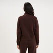 Sweat zipp&eacute; molleton col montant marron fonc&eacute; femme