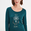 Ensemble pyjama 2 pièces coton vert foncé femme