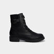 Boots crant&eacute;es zipp&eacute;es avec lacets noir femme