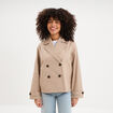 Trench court double boutonnage beige femme