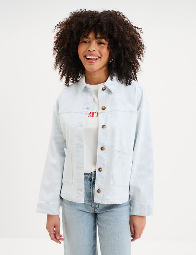 Surchemise 2 poches coton blanc femme