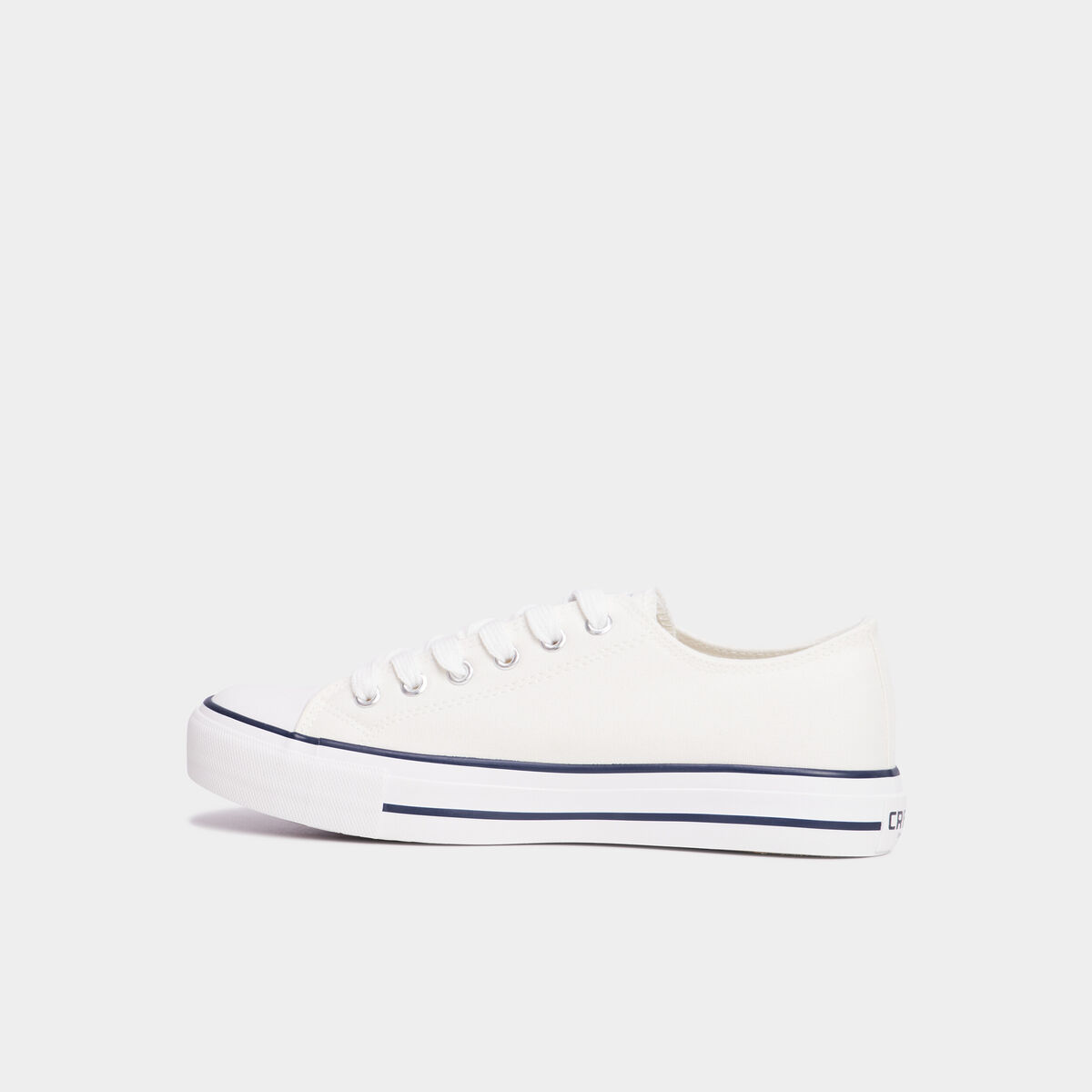 Tennis en toile &agrave; lacets blanc femme