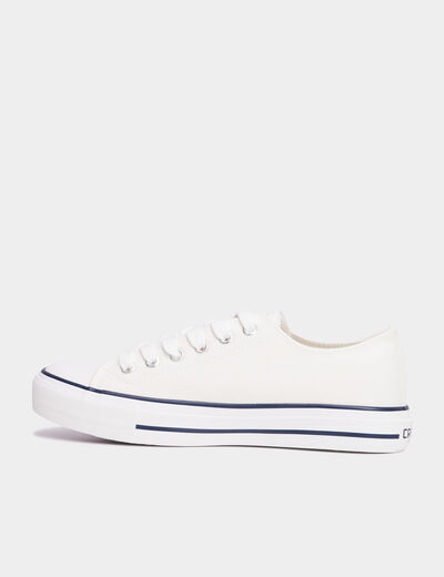 Tennis en toile &agrave; lacets blanc femme