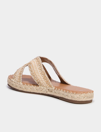 Mules effet tress&eacute; semelle &eacute;paisse sable femme