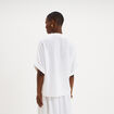 Blouse col chemise oversize coton blanc femme