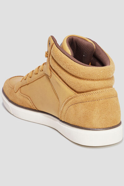 Baskets montantes &agrave; lacets jaune homme