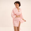 Peignoir kimono court effet satin rose clair femme