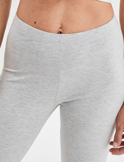Legging 7/8ème taille élastiquée gris clair femme