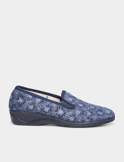 Chaussons compens&eacute;s bleu femme