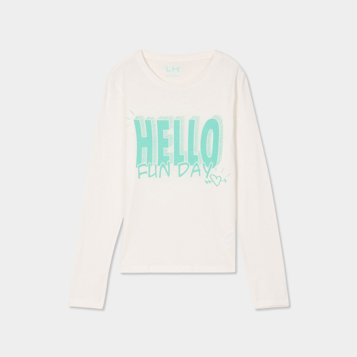 T-shirt manches longues coton ivoire fille