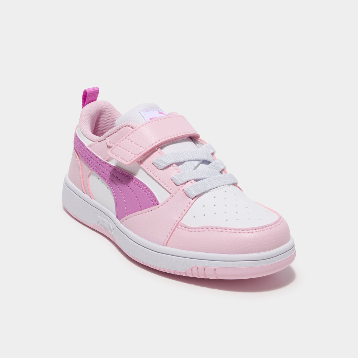 Tennis scratchs &agrave; lacets Puma Rebound V6 rose clair fille