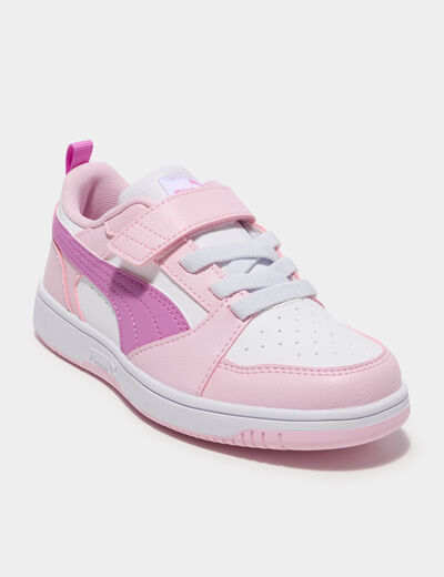 Tennis scratchs &agrave; lacets Puma Rebound V6 rose clair fille