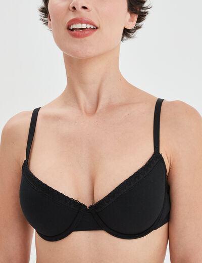 Soutien-gorge corbeille emboitant coton noir femme