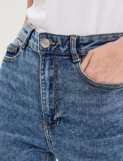 Jeans skinny taille haute cropped denim stone femme