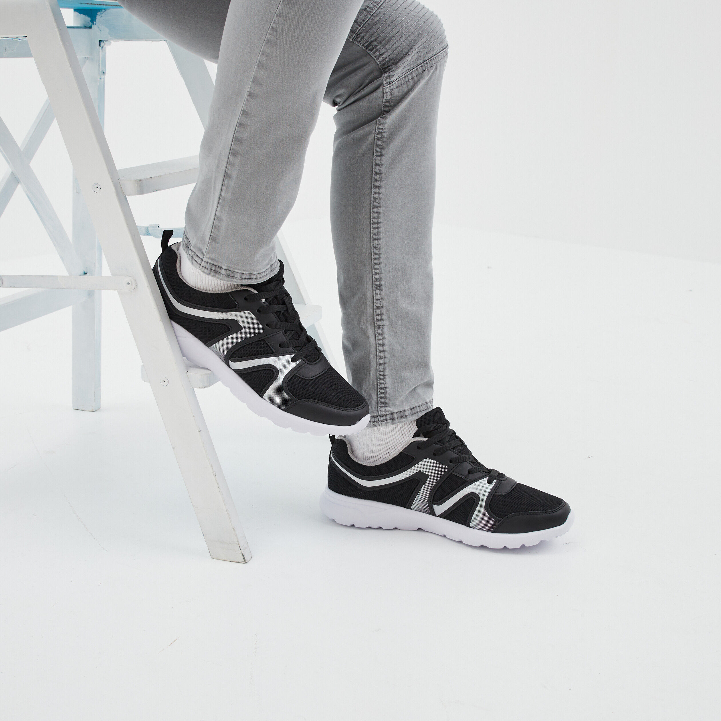Baskets running à lacets Rexited noir homme