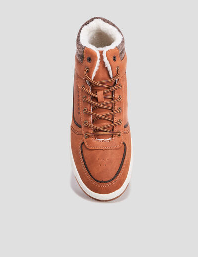 Baskets montantes fourrées marron homme