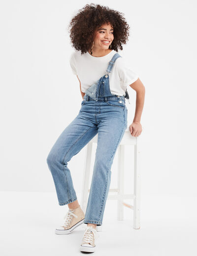 Salopette en jean mom boutonnée denim double stone femme