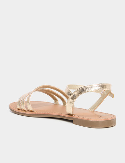 Sandales plates jaune or femme
