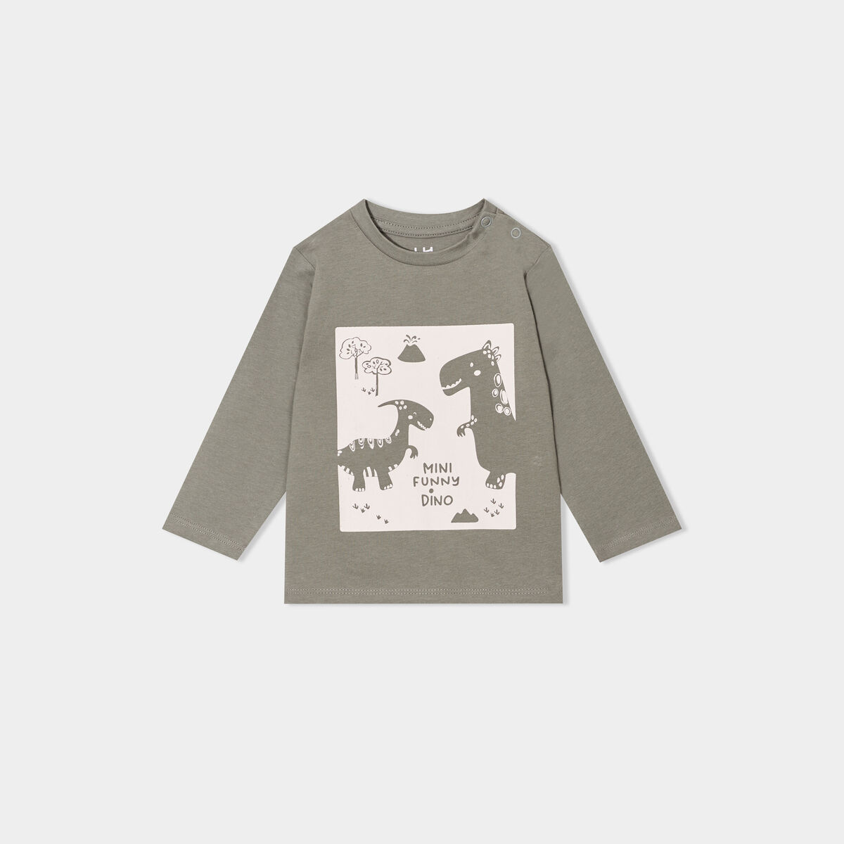 T-shirt manches longues coton vert kaki bébé garçon