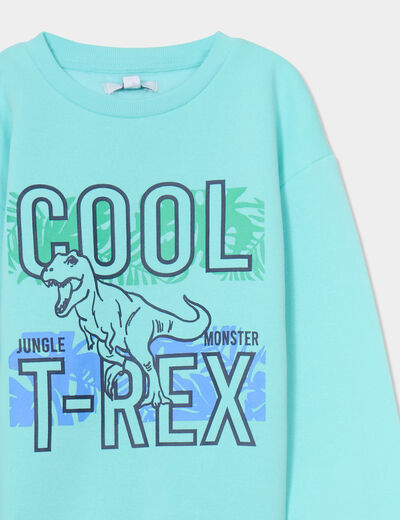 Sweat col rond manches longues bleu turquoise garçon