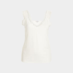 debardeur bretelles larges col en v blanc femmegt Débardeur bretelles larges col en V blanc femme grande taille