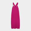 Robe longue bretelles bijoux rose fushia femme