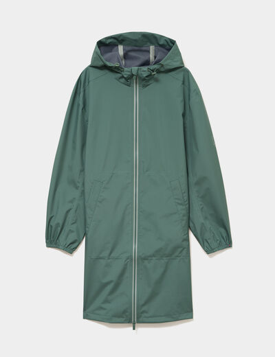 Parka longue imp&eacute;rm&eacute;able coupe-vent vert kaki femme
