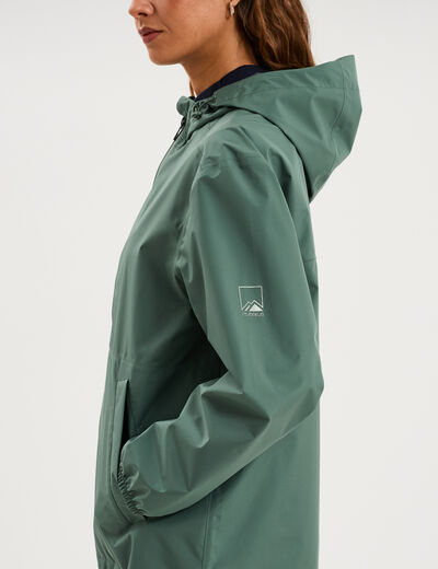 Parka longue imp&eacute;rm&eacute;able coupe-vent vert kaki femme