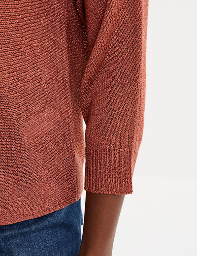 Pull droit col rond manches longues vieux rose femme