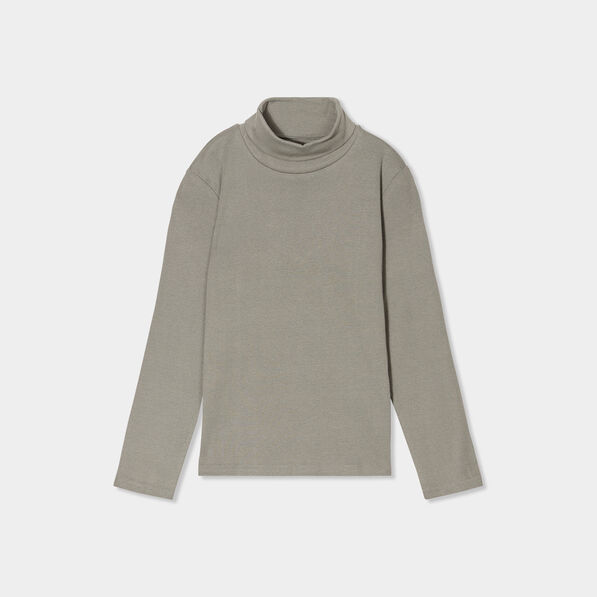 t shirt coton col roule manches longues vert kaki garcon T-shirt coton col roulé manches longues vert kaki garçon