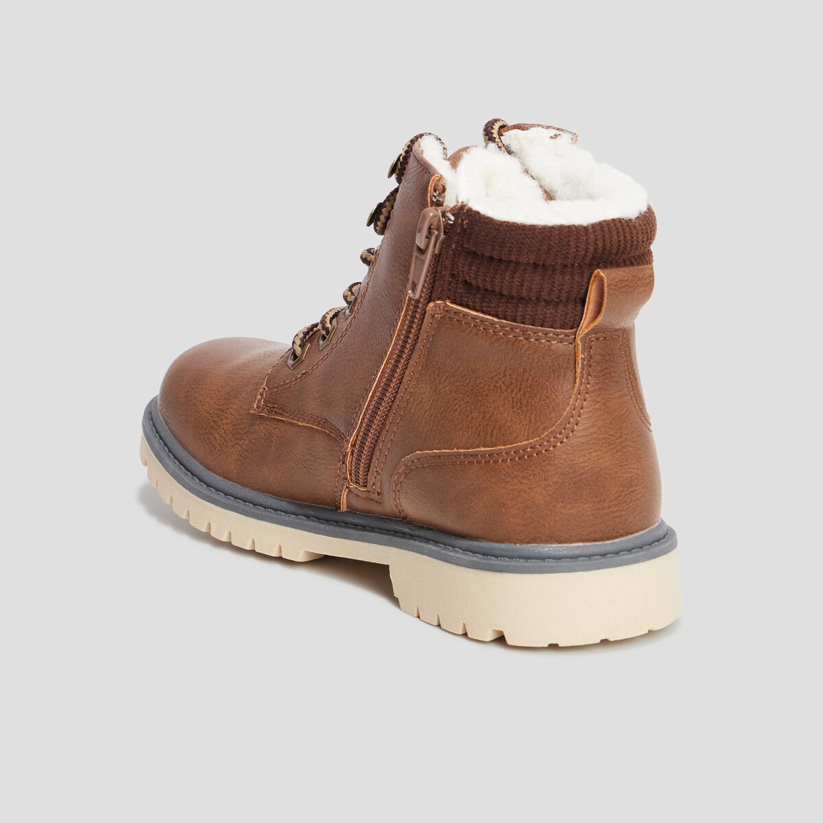 Bottines fourr&eacute;es marron gar&ccedil;on
