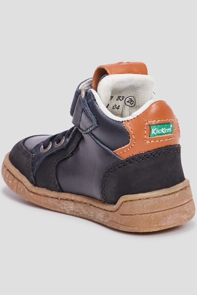 Bottillons en cuir Kickers Winckycdt noir bébé garçon