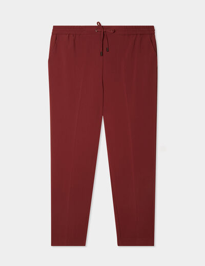 Pantalon city paperbag taille &eacute;lastiqu&eacute;e bordeaux femme grande taille