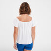 Blouse manches courtes avec noeud blanc femme