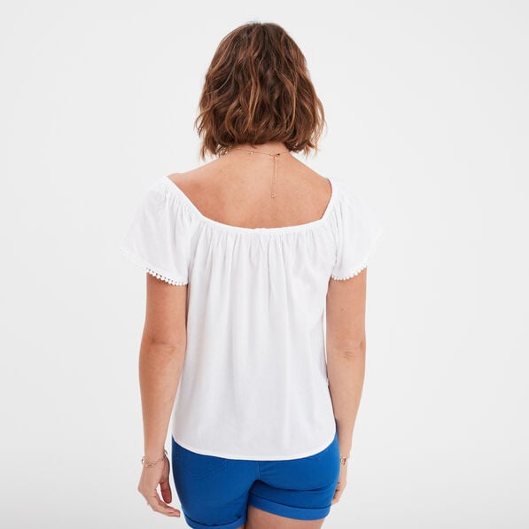 blouse manches courtes avec noeud blanc femme Blouse manches courtes avec noeud blanc femme