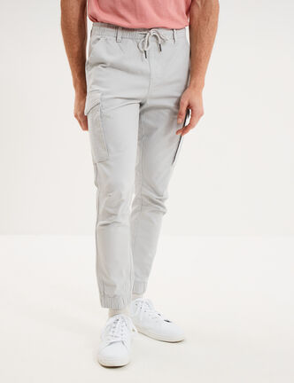 Pantalon cargo slim gris clair homme