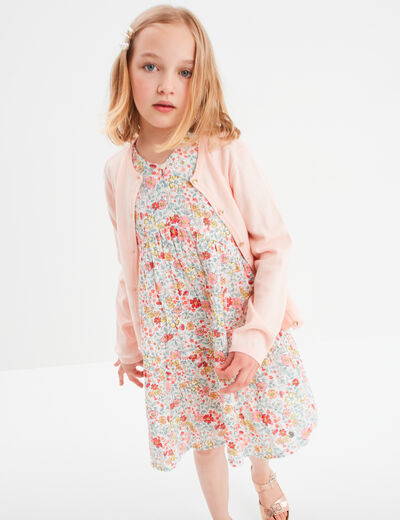 Gilet boutonné rose fille