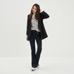Jeans taille haute flare à ponts denim brut femme