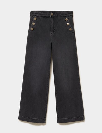 Jean large &agrave; pont denim noir femme