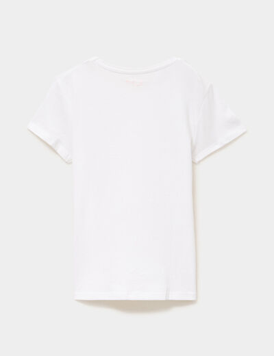 T-shirt manches courtes en coton blanc fille