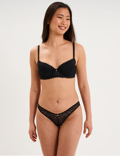 Soutien-gorge corbeille padd&eacute; dentelle noir femme