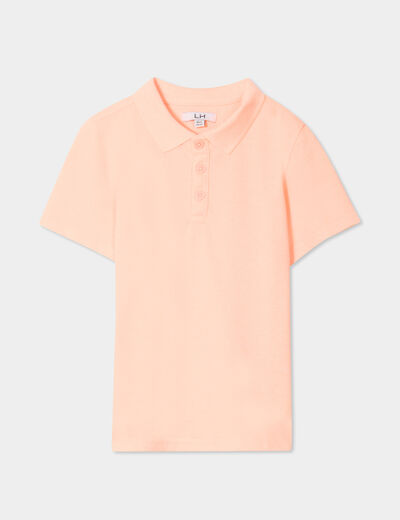 Polo manches courtes à détail brodé orange fluo garçon