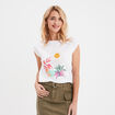 T-shirt col rond manches courtes ecru femme