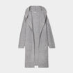 Gilet long à capuche manches longues gris femme
