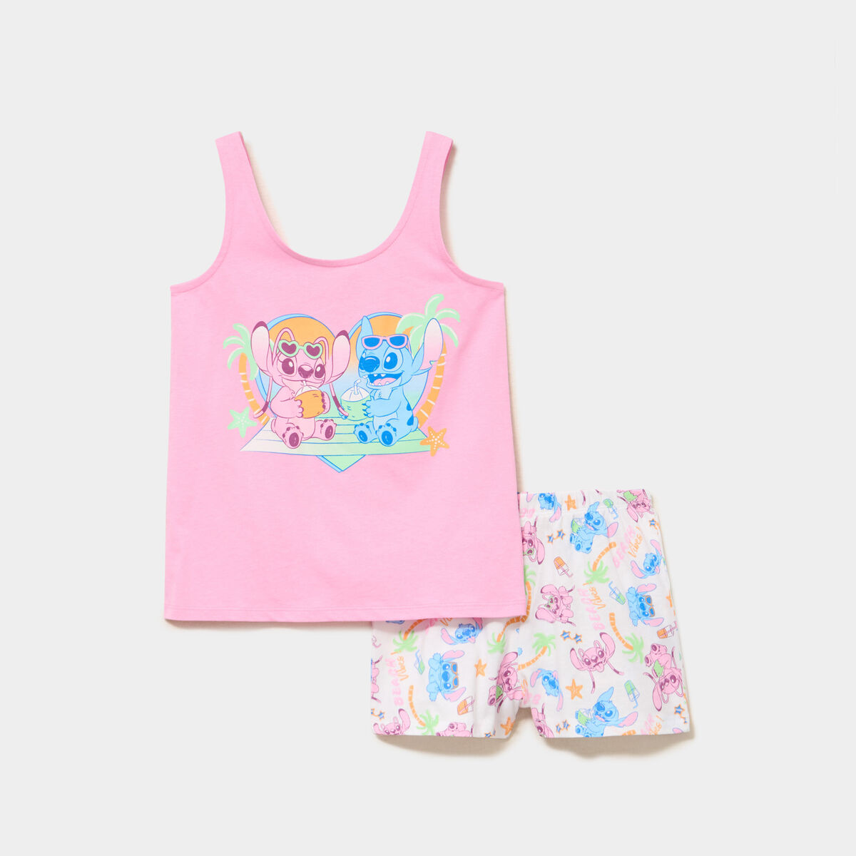 Ensemble pyjama short d&eacute;bardeur coton rose fille